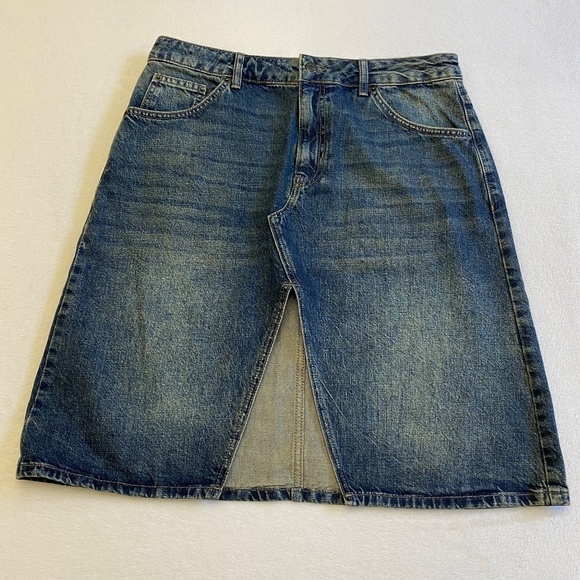 Topshop Vented Denim Skirt, Mid Blue, Size 8, NWT - Picture 9 of 15